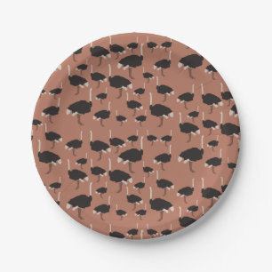 Ostrich Bird Illustration Pattern    Paper Plates