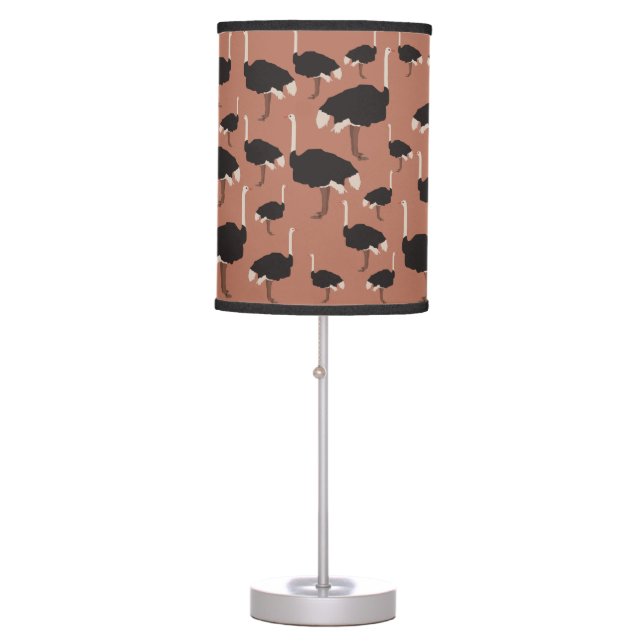 Ostrich Bird Illustration Pattern   Table Lamp (Front)