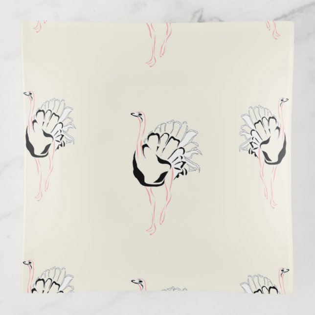 ostrich bird on brown trinket tray (Front)