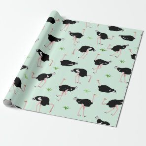 Ostrich bird pattern wrapping paper