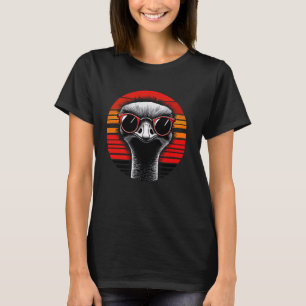 Ostrich Bird Sunglasses Sunset Retro Style Vintage T-Shirt