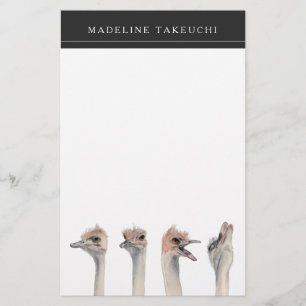 Ostrich Birds Funny Animal Add Your Name Stationery