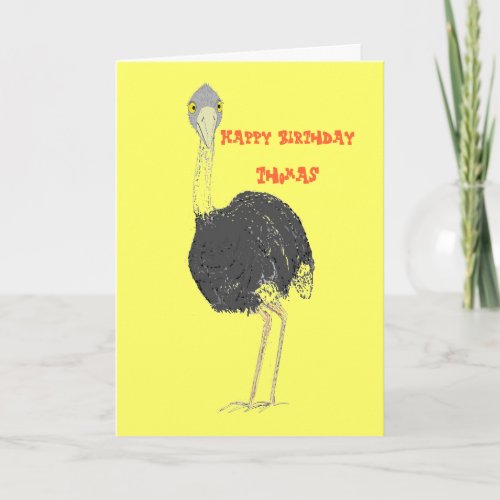 Ostrich Birthday card named