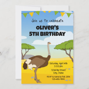 Ostrich Birthday Invitation