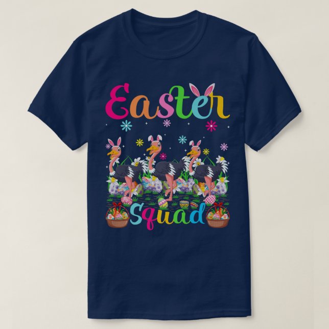 Ostrich Bunny Ear Easter Squad Ostrich Bird Happy  T-Shirt (Design Front)