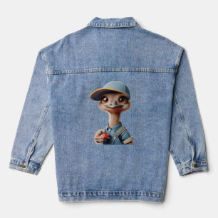 Ostrich Chick in a Cap with a Red Car Toddler T-sh Denim Jacket