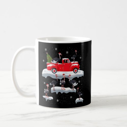 Ostrich Driving Christmas Tree Red Truck Ostrich C Coffee Mug