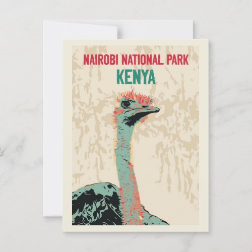 Ostrich from Kenya Nairobi National Park Postcard