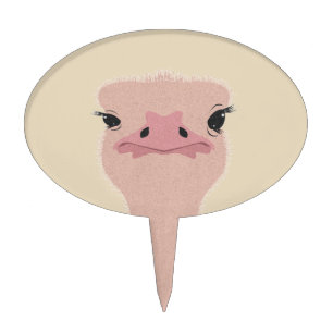 Ostrich funny face cake topper