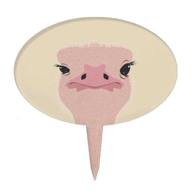 Ostrich funny face cake topper (Front)