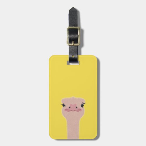 Ostrich funny face luggage tag