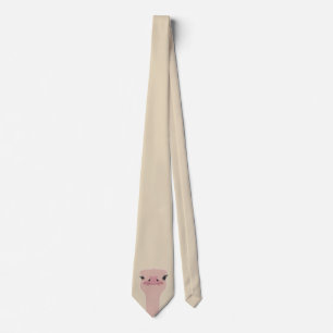 Ostrich funny face neck tie