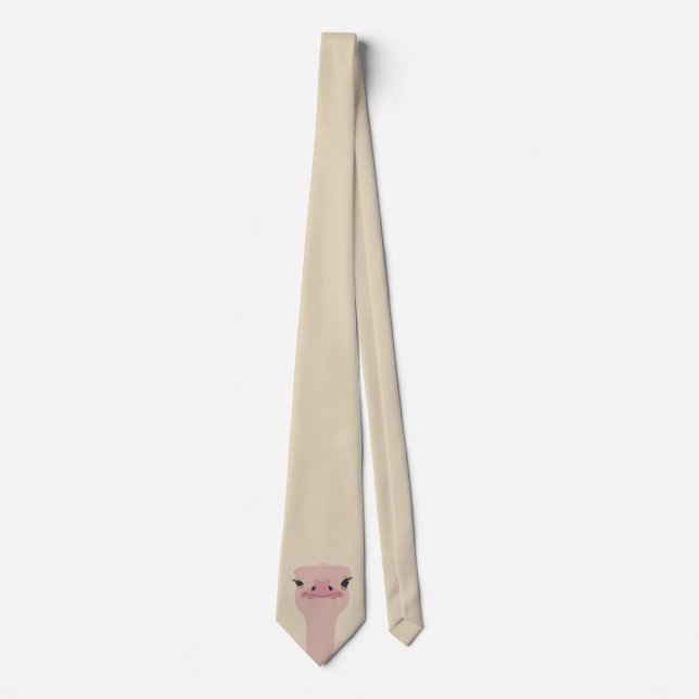 Ostrich funny face neck tie (Front)