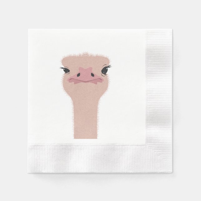 Ostrich funny face paper napkins (Front)