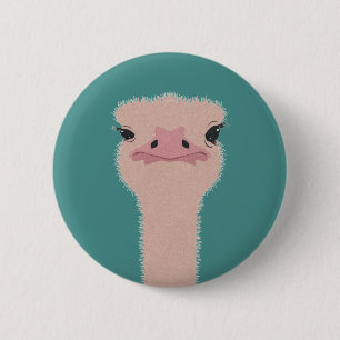 Ostrich funny face pinback button