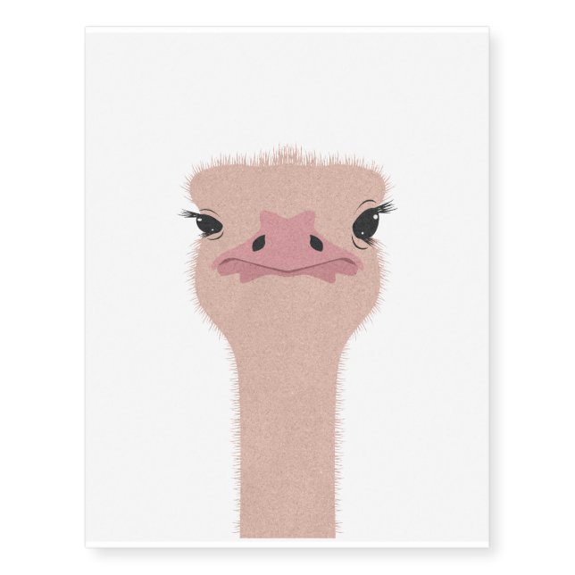 Ostrich funny face temporary tattoos (Front)