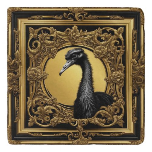 Ostrich gold ornamental frame trivet