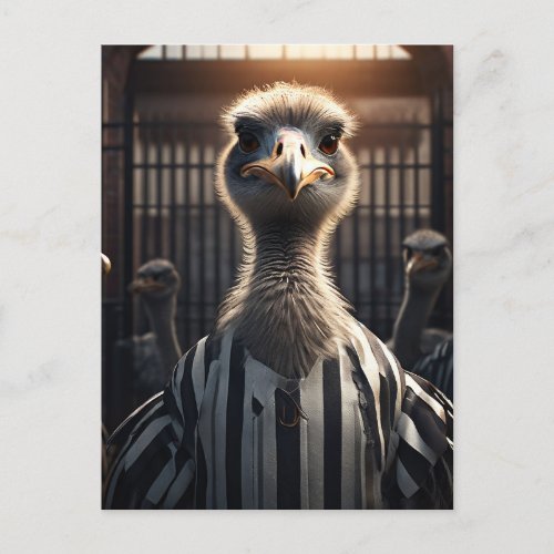 Ostrich in Jail Postcard