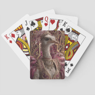 Ostrich in Ornate Royal Gown and Crown Poker Cards