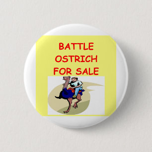 ostrich joke pinback button