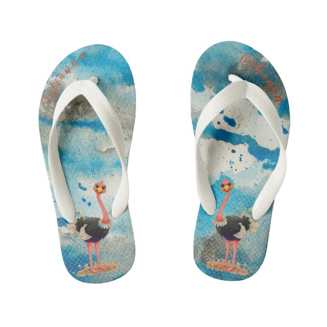 Ostrich Kid's Flip Flops (Footbed)