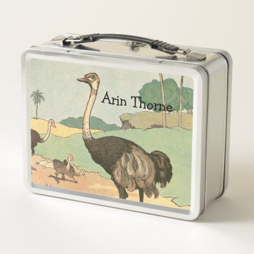 Ostrich Kids Name Metal Lunch Box