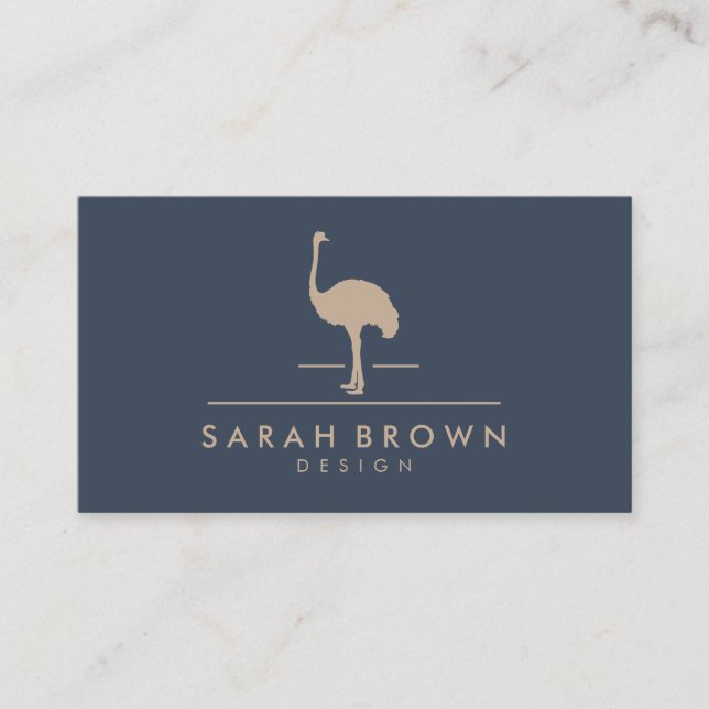 Ostrich Navy Business Card (Front)