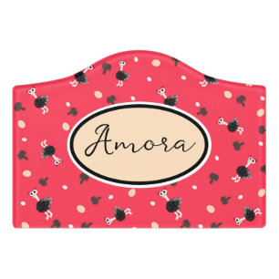 Ostrich pattern door sign