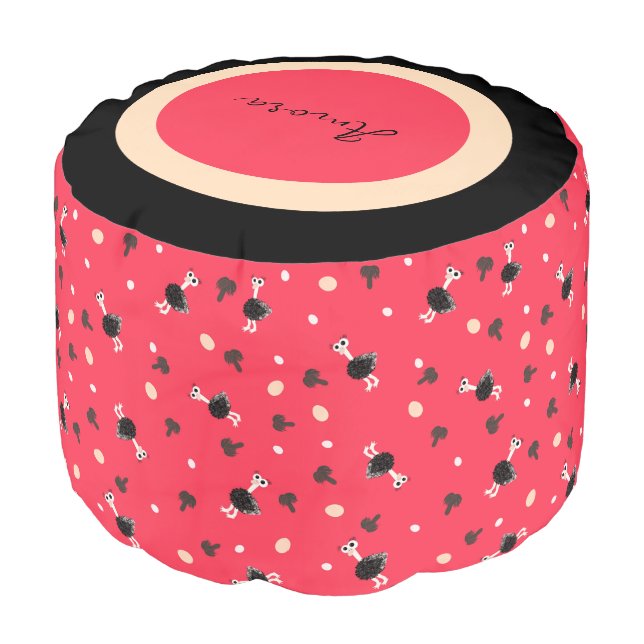 Ostrich pattern pouf (Angled Front)