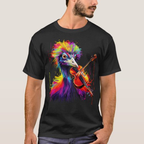Ostrich Playing Violin T_Shirt