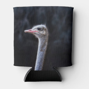 ostrich portrait   can cooler