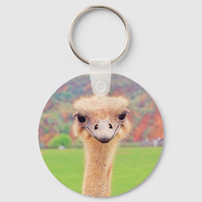 Ostrich portrait keychain (Front)
