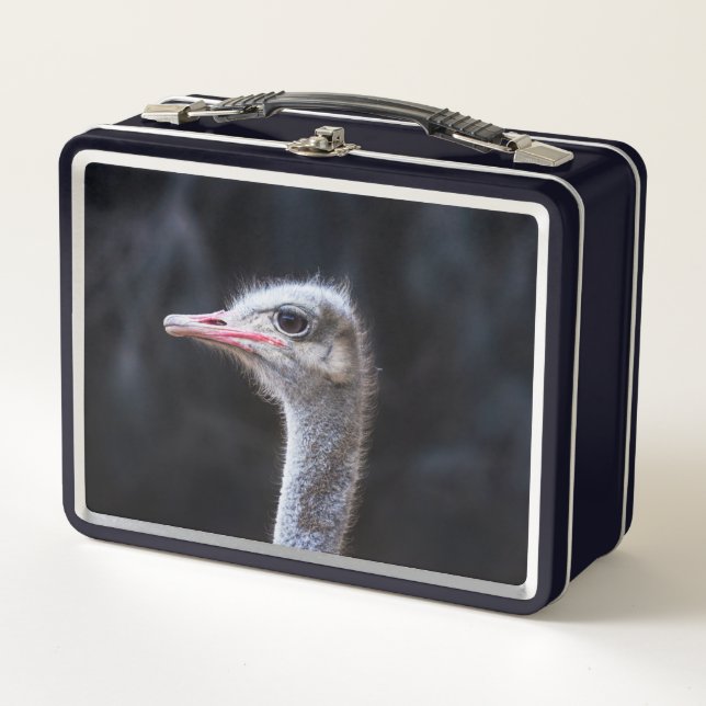 ostrich portrait   metal lunch box (Front)
