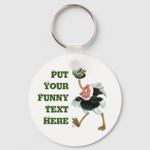 Ostrich Race in the Swamp Keychain