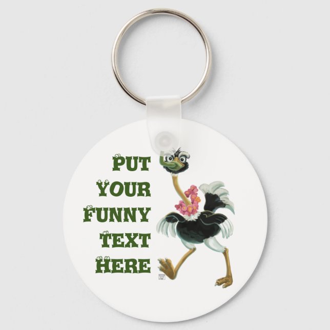 Ostrich Race in the Swamp Keychain (Front)