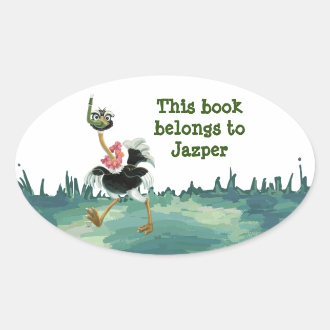 Ostrich Race in the Swamp Oval Sticker (Front)