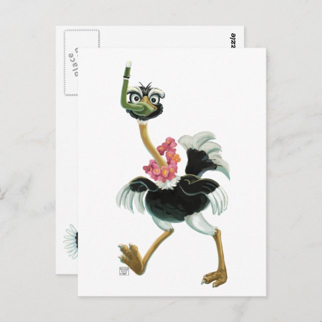 Ostrich Race in the Swamp Postcard (Front/Back)