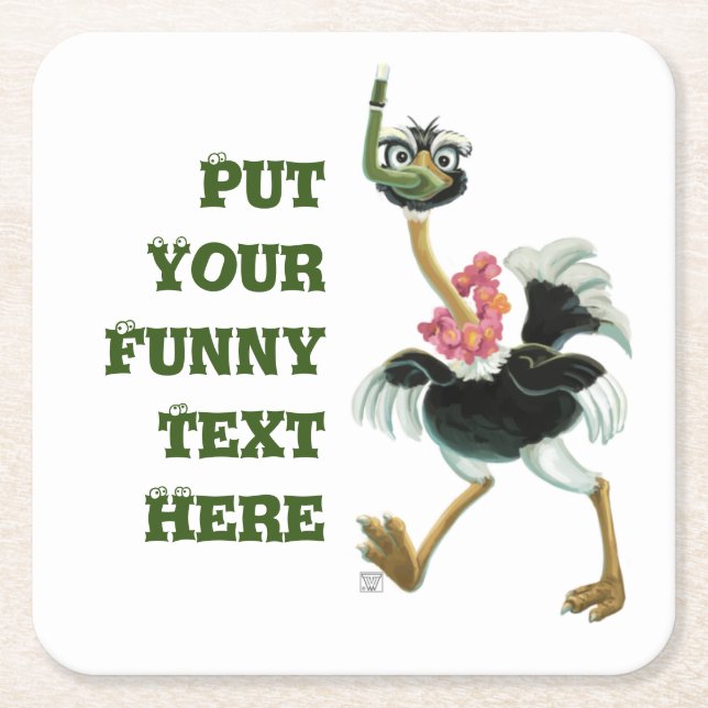 Ostrich Race in the Swamp Square Paper Coaster (Front)