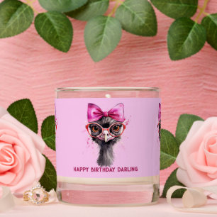 Ostrich Red Bow Birthday Scented Candle