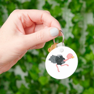 Ostrich Running Keychain