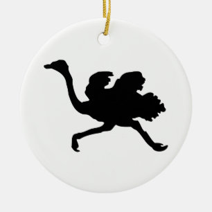 Ostrich Silhouette Ceramic Ornament