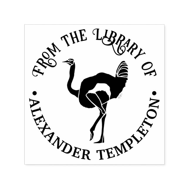 Ostrich Silhouette  Library Book Name Self-inking Stamp (Design)