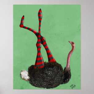 Ostrich Striped Leggings Poster