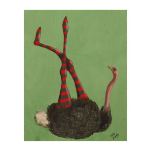 Ostrich Striped Leggings Wood Wall Art