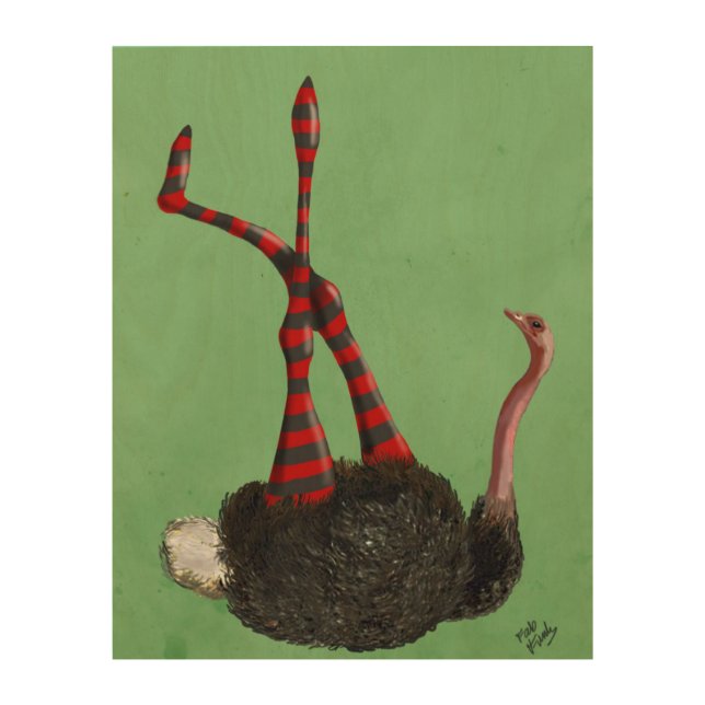Ostrich Striped Leggings Wood Wall Art (Front)
