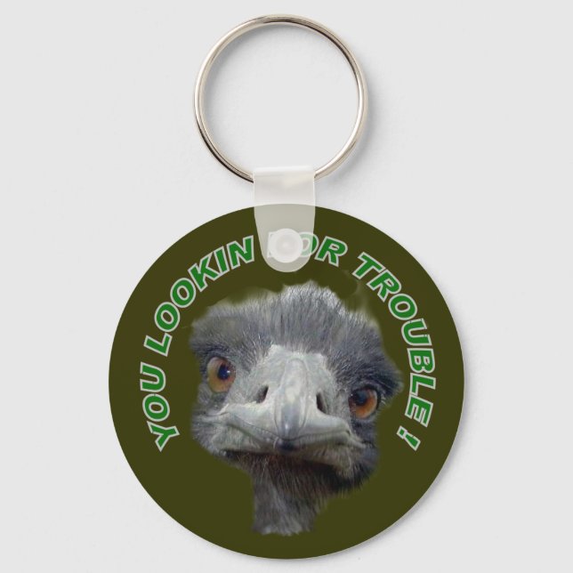 Ostrich trouble keychain (Front)