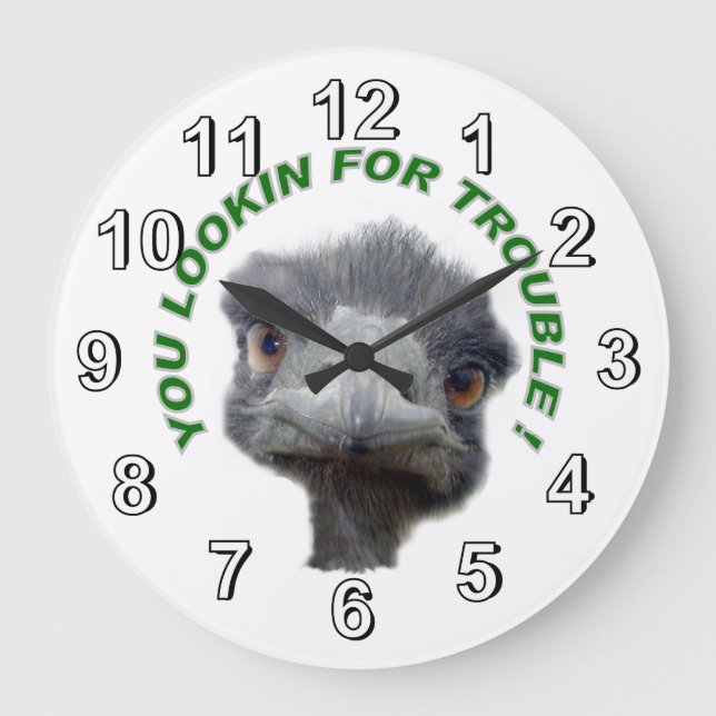 Ostrich trouble large clock (Front)