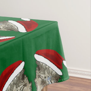 Ostrich Wearing Santa Hat Christmas Zoo Animal Tablecloth