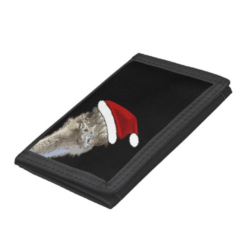 Ostrich Wearing Santa Hat Christmas Zoo Animal Trifold Wallet