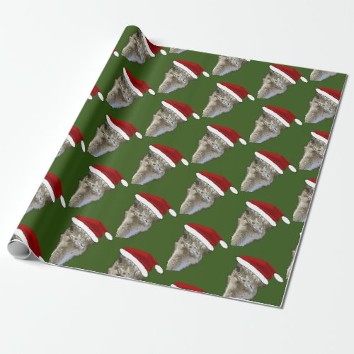 Ostrich Wearing Santa Hat Christmas Zoo Animal Wrapping Paper